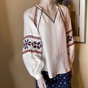 H&M linen boho blouse top